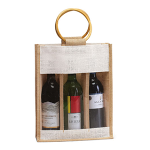 jute three wine bottle bag